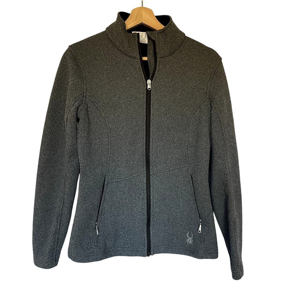 Spyder core‎ sweater gray insulated zip up jacket pockets women's size medium